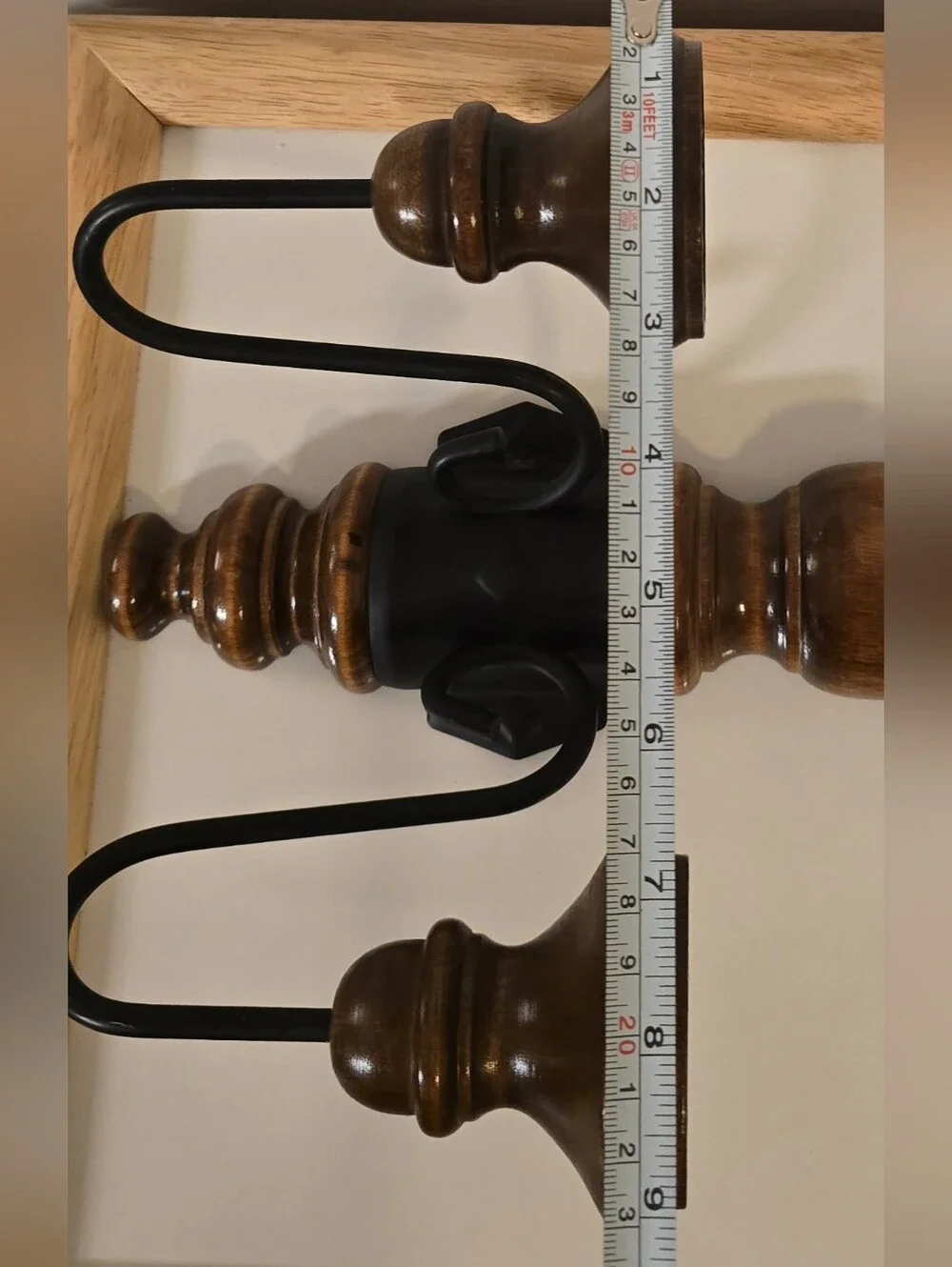 Vintage HOMCO Wood and Wrought Iron Double Candle Wall Sconce